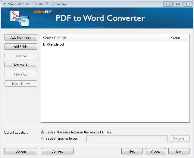 MicroPDF PDF to Word Converter software